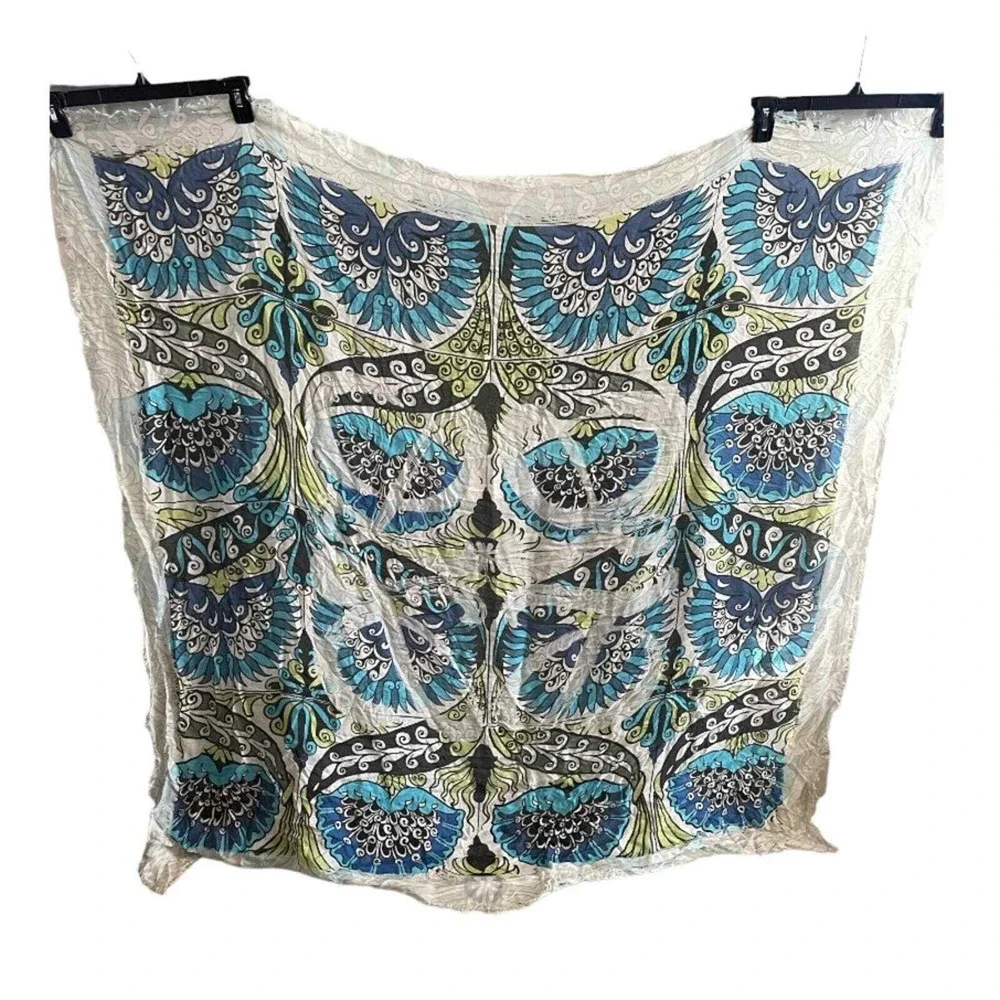 Loewe Luxury Silk Scarf Blue and White William‎ De Morgan Flowers Anagram